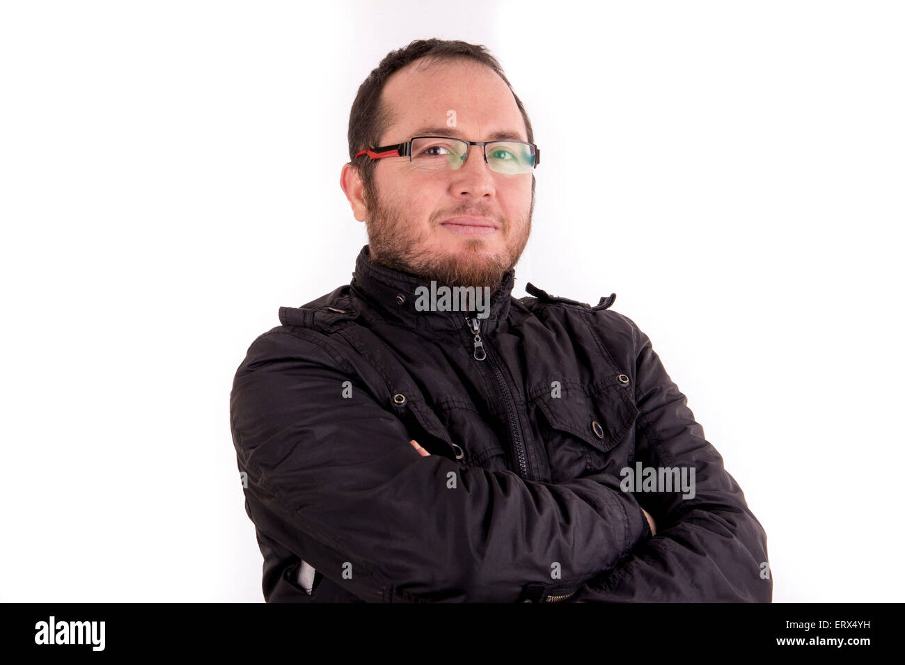 Portrait of smiling young man wearing glasses hi-res stock photography ...