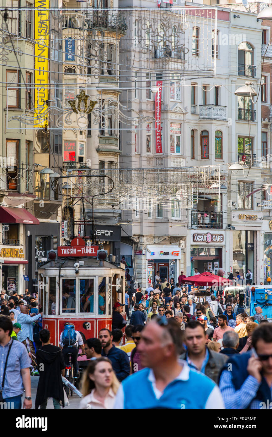 Istiklal Cadesi pedestrian street, Beyoglu, Istanbul, Turkey Stock Photo