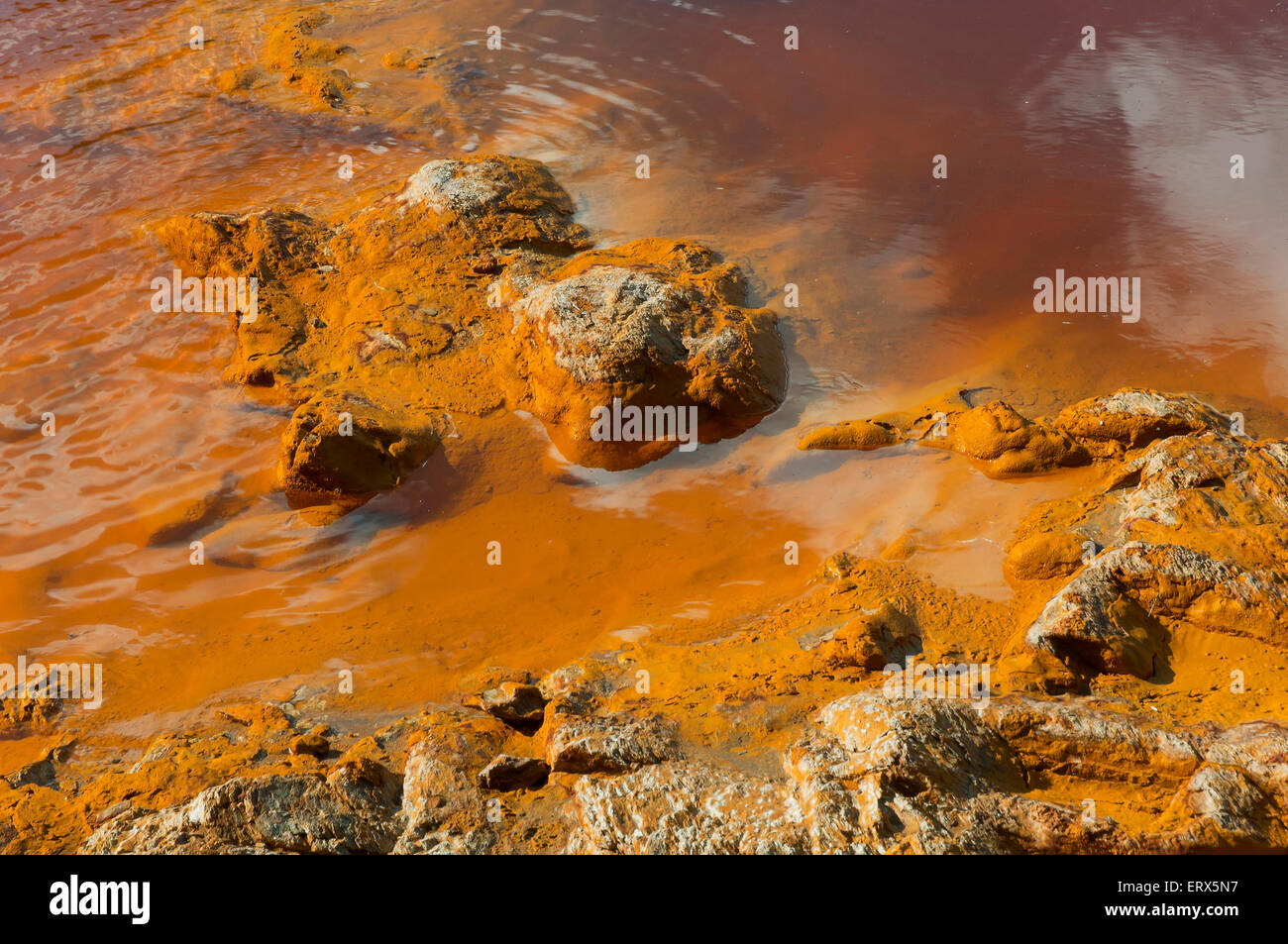 Rio Tinto pollution, Villarrasa, Huelva province, Region of Andalusia, Spain, Europe Stock Photo