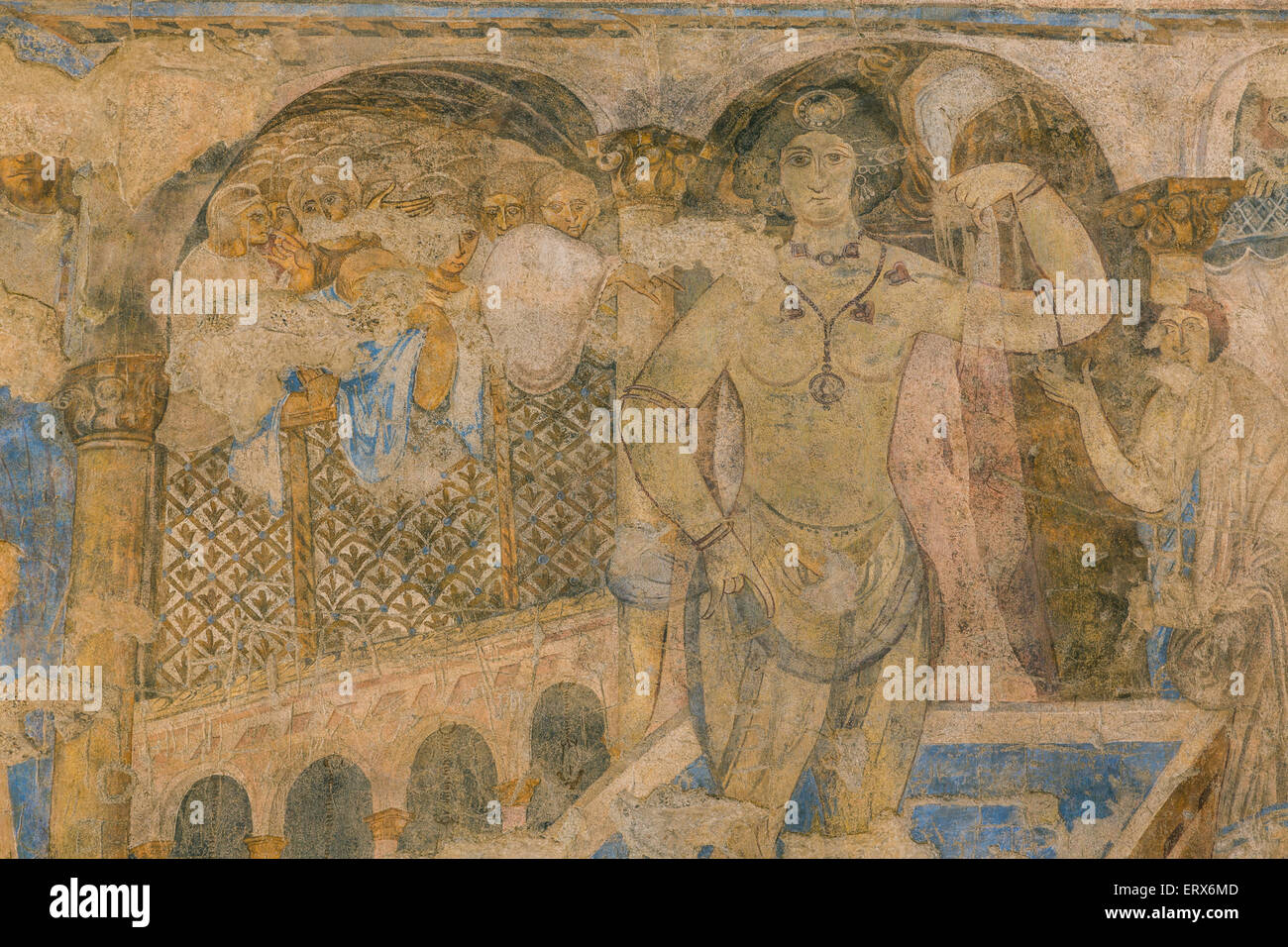 detail of painting of naked princess in bath, Quseir Amra or Qusayr Amra,  Jordan Stock Photo - Alamy