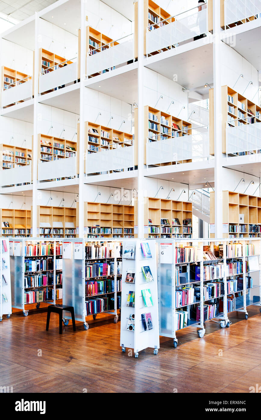 Book shelves in library Stock Photo Alamy