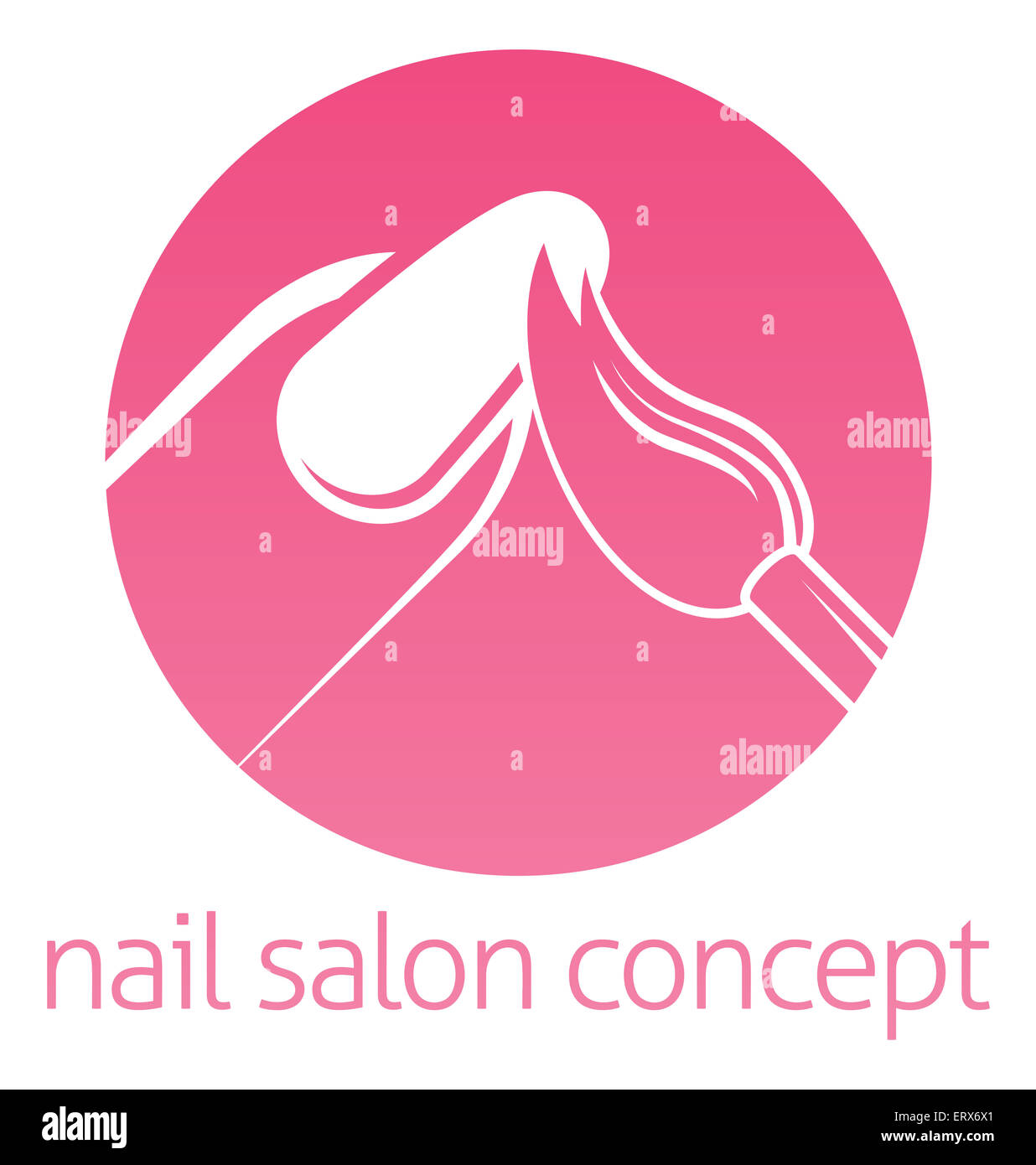 Nail technician, nail bar or salon manicurist concept of a nail being painted with a brush Stock Photo