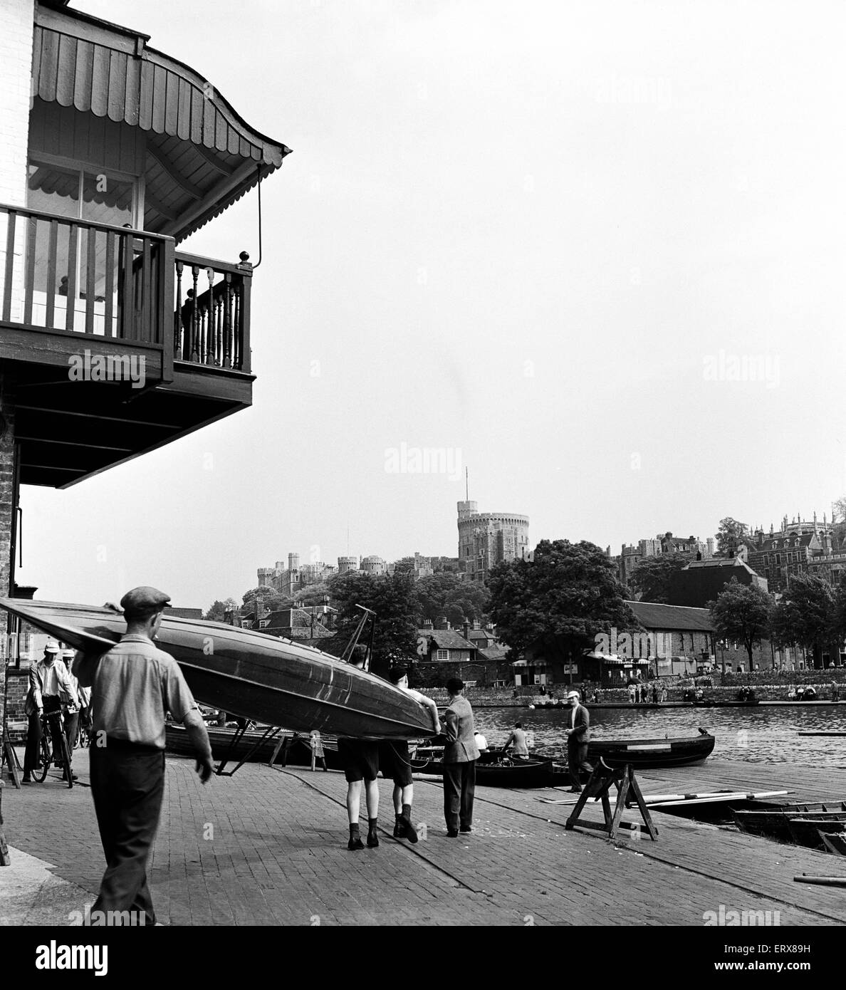 Eton Boathouse, Windsor, Berkshire. 20th May 1954. Stock Photo