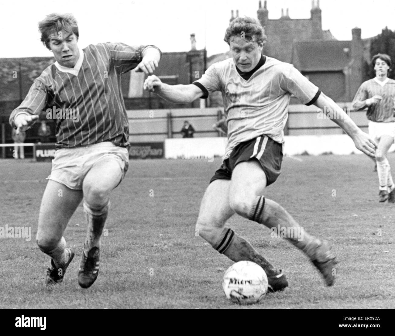Kim Casey (right) of AP Leamington, they are playing against poole, 7th May 1983 Stock Photo