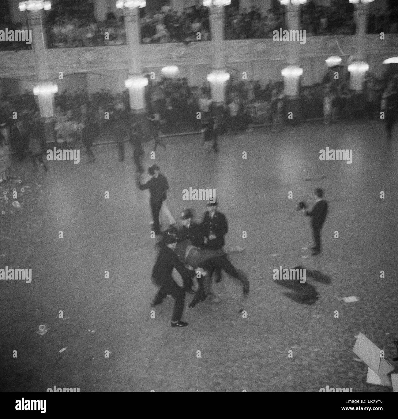 Scenes at the Winter Gardens in Blackpool after riots broke out during the Rolling Stones concert. 24th July 1964. Stock Photo