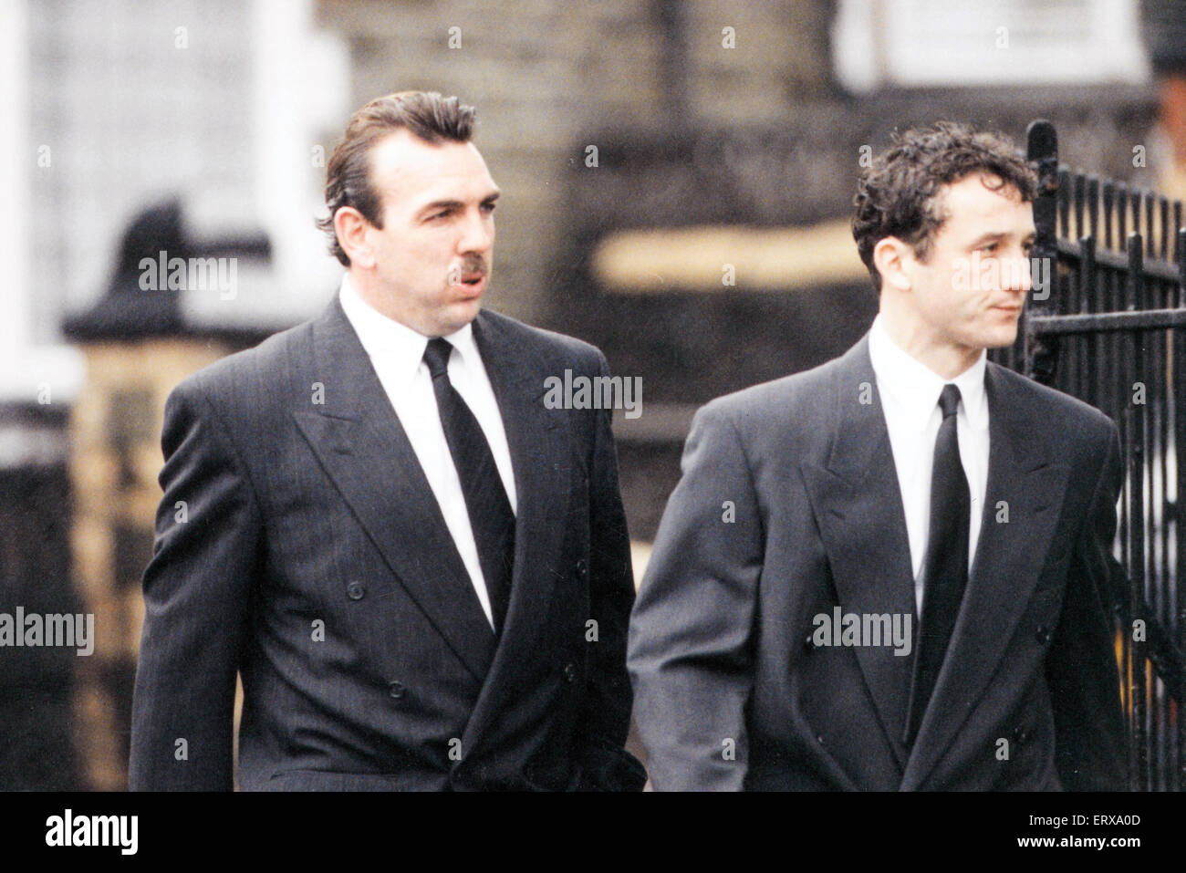 John Hill, Welsh Football Fan, was killed by a marine distress flare, thrown towards the end of match, Wales 1-2 Romania, 1994 World Cup qualifier at Cardiff Arms Park, Wednesday 17th November 1993. Pictured. Wales goalkeeper, Neville Southall, at funeral Stock Photo