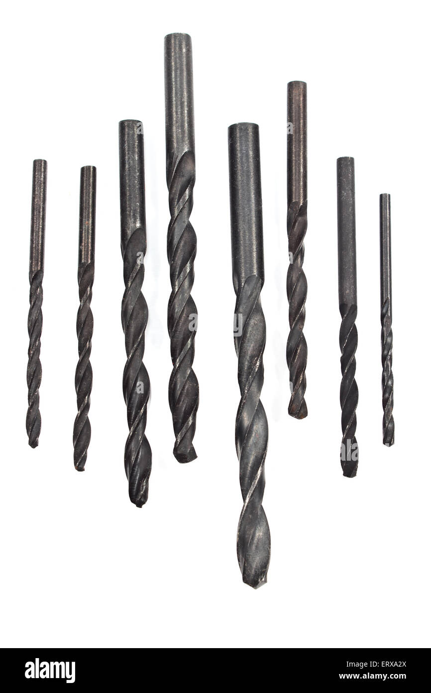 Set of drill bits for metal isolated in white Stock Photo Alamy