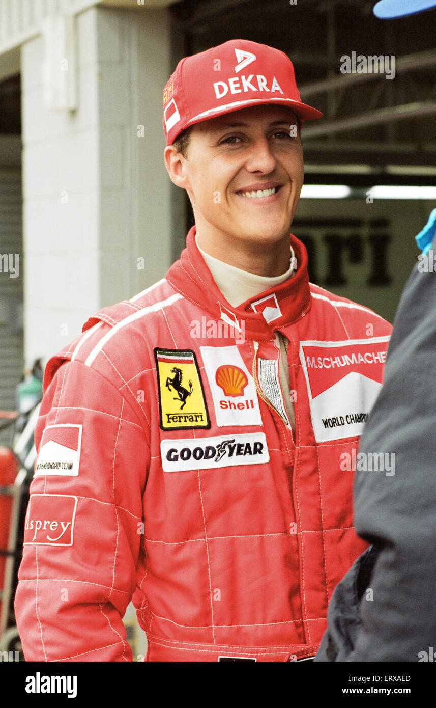 Michael Schumacher born 3 January 1969 is a retired German racing driver. Schumacher is a seven-time Formula One World Champion and is widely regarded as one of the greatest F1 drivers of all time.He holds many of Formula One's driver records including most championships race victories fastest laps pole positions and most races won in a single season - 13 in 2004. In 2002 he became the only driver in Formula One history to finish in the top three in every race of a season and then also broke the record for most consecutive podium finishes. According to the official Formula One website he is Stock Photo