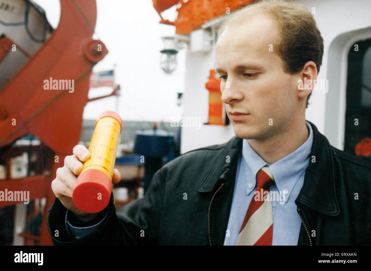 John Hill, Welsh Football Fan, was killed by a marine distress flare, thrown towards the end of match, Wales 1-2 Romania, 1994 World Cup qualifier at Cardiff Arms Park, Wednesday 17th November 1993. Pictured. Flare, similar to murder weapon, 18th November Stock Photo