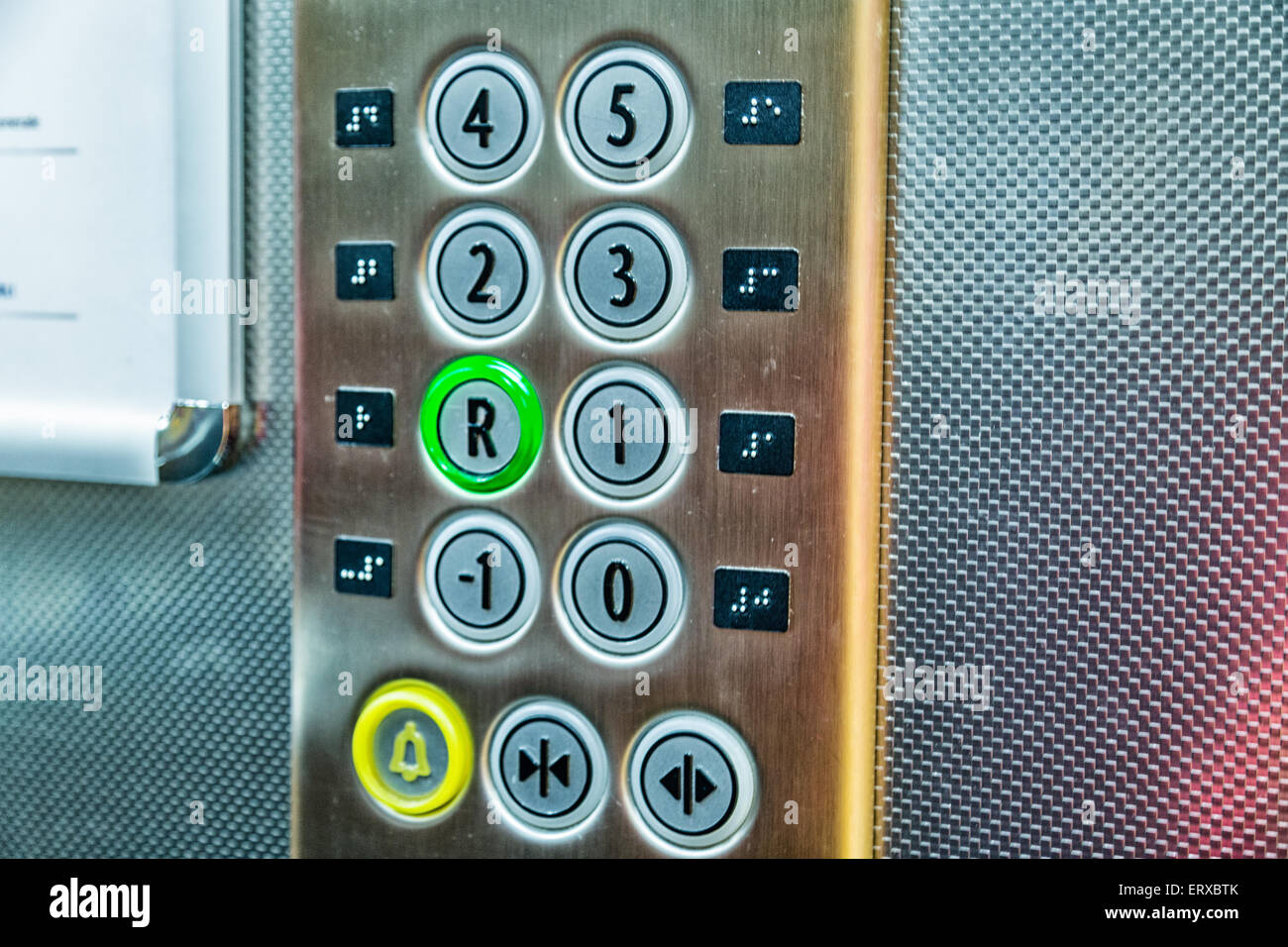 Buttons in an elevator: what floor are you? Stock Photo