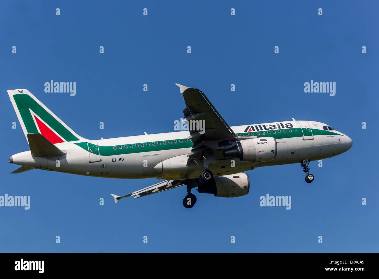 Airbus A319 operated by Alitalia on approach for landing Prague, Czech Republic Stock Photo
