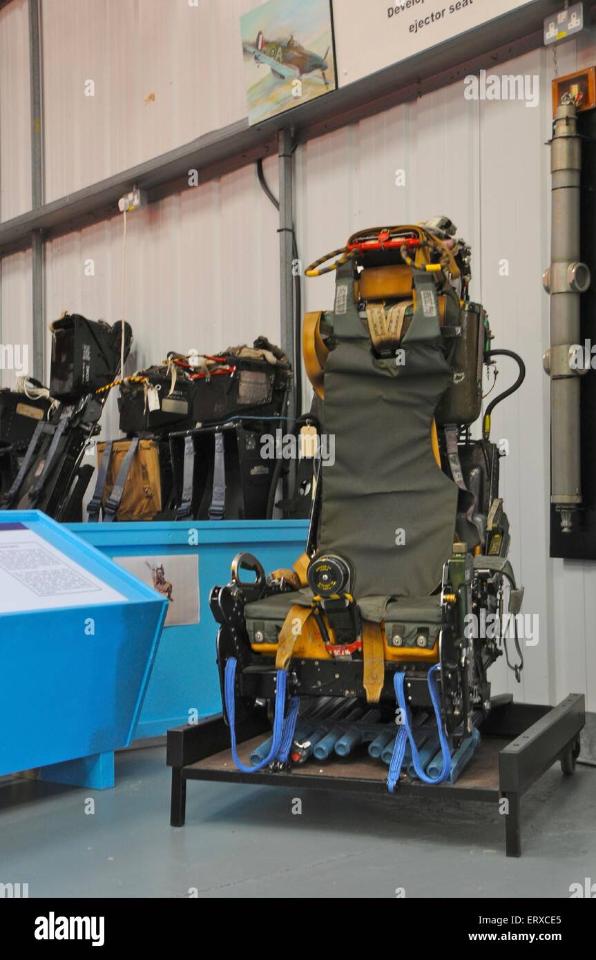 This is an Ejector seat at the Tangmere Military Aviation Musem in West Sussex Stock Photo