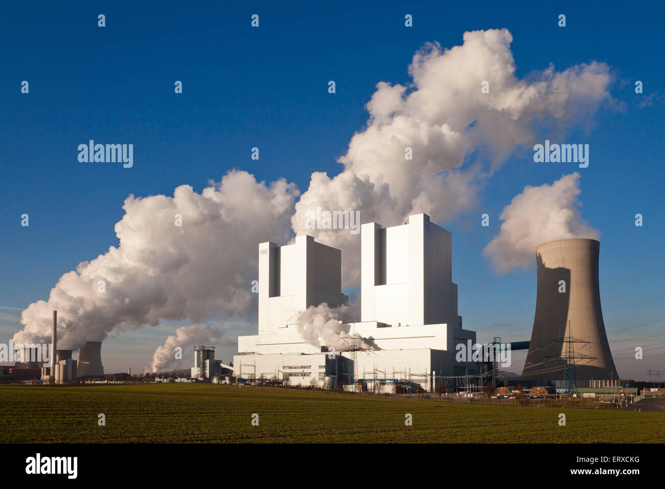 the lignite-fired power plant Neurath in Grevenbroich, Germany. Stock Photo