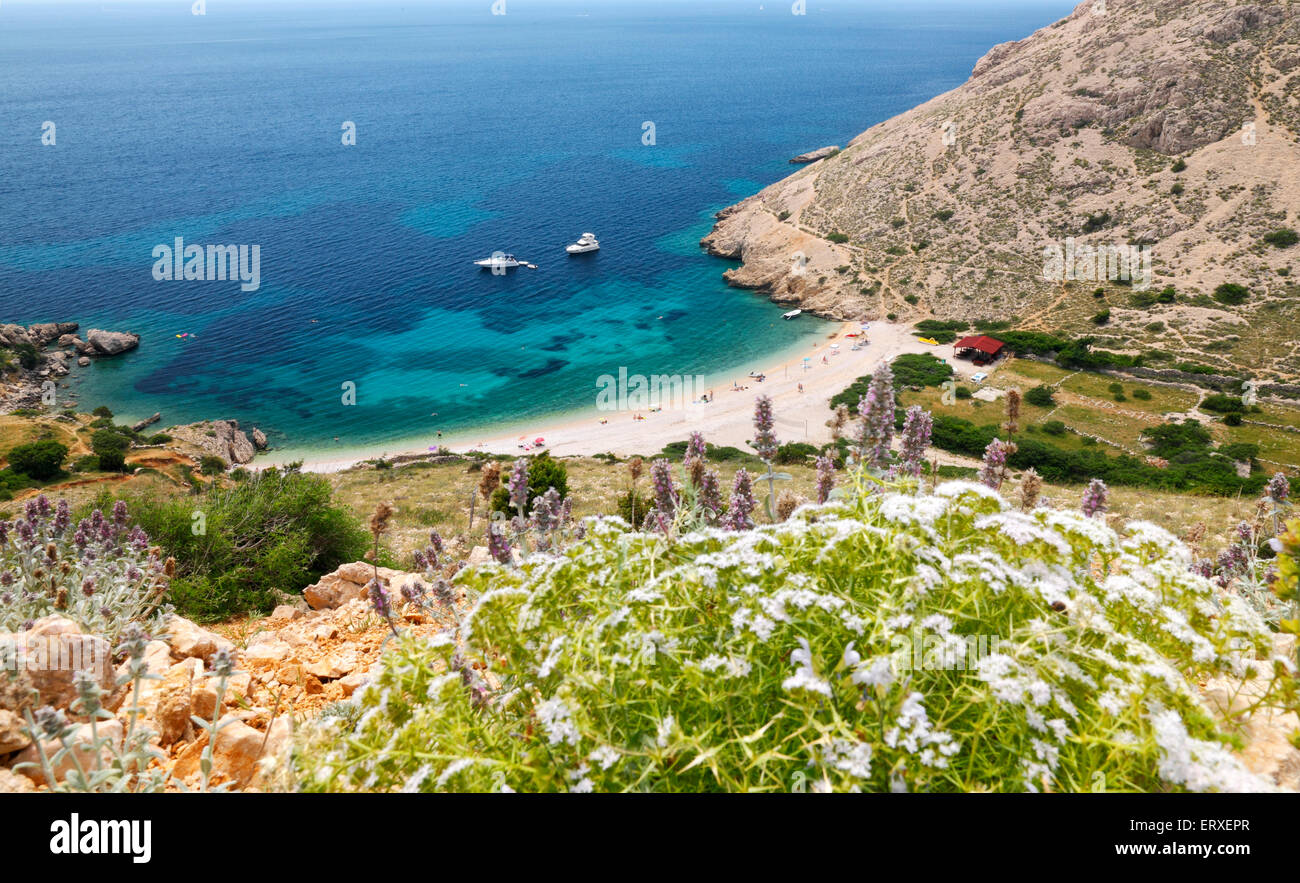 Beautiful beach in Croatia. Island Krk Stock Photo