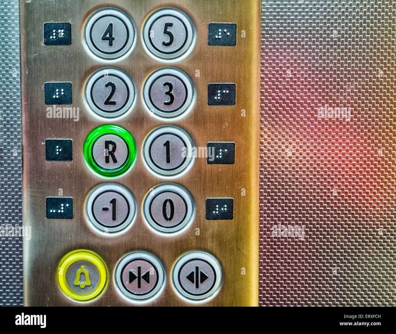 Buttons in an elevator: what floor are you? Stock Photo
