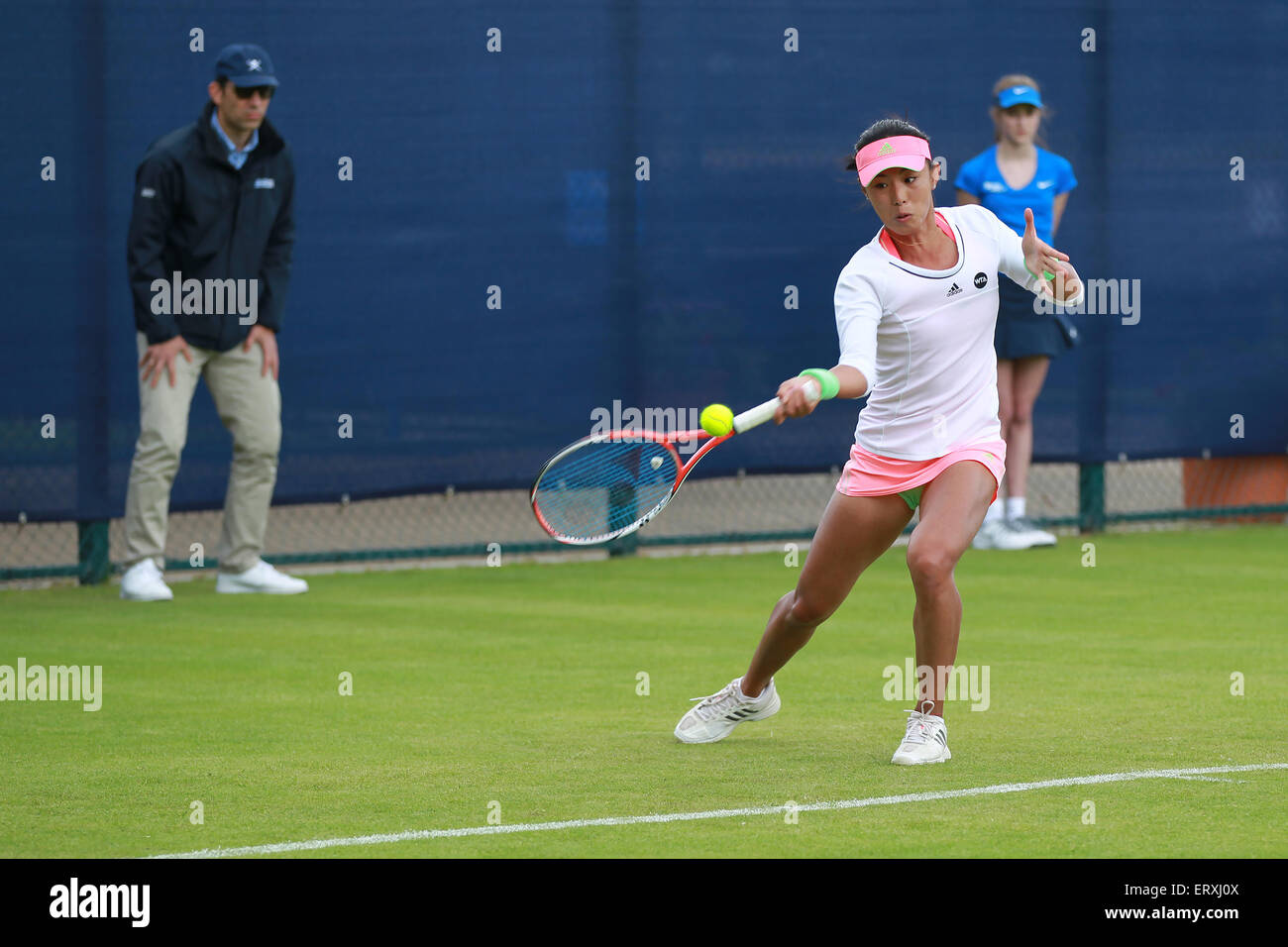 09.06.2015.  Nottingham, England. Aegon Open Tennis. Qiang Wang of China in action in her match against Sachia Vickery of USA Stock Photo