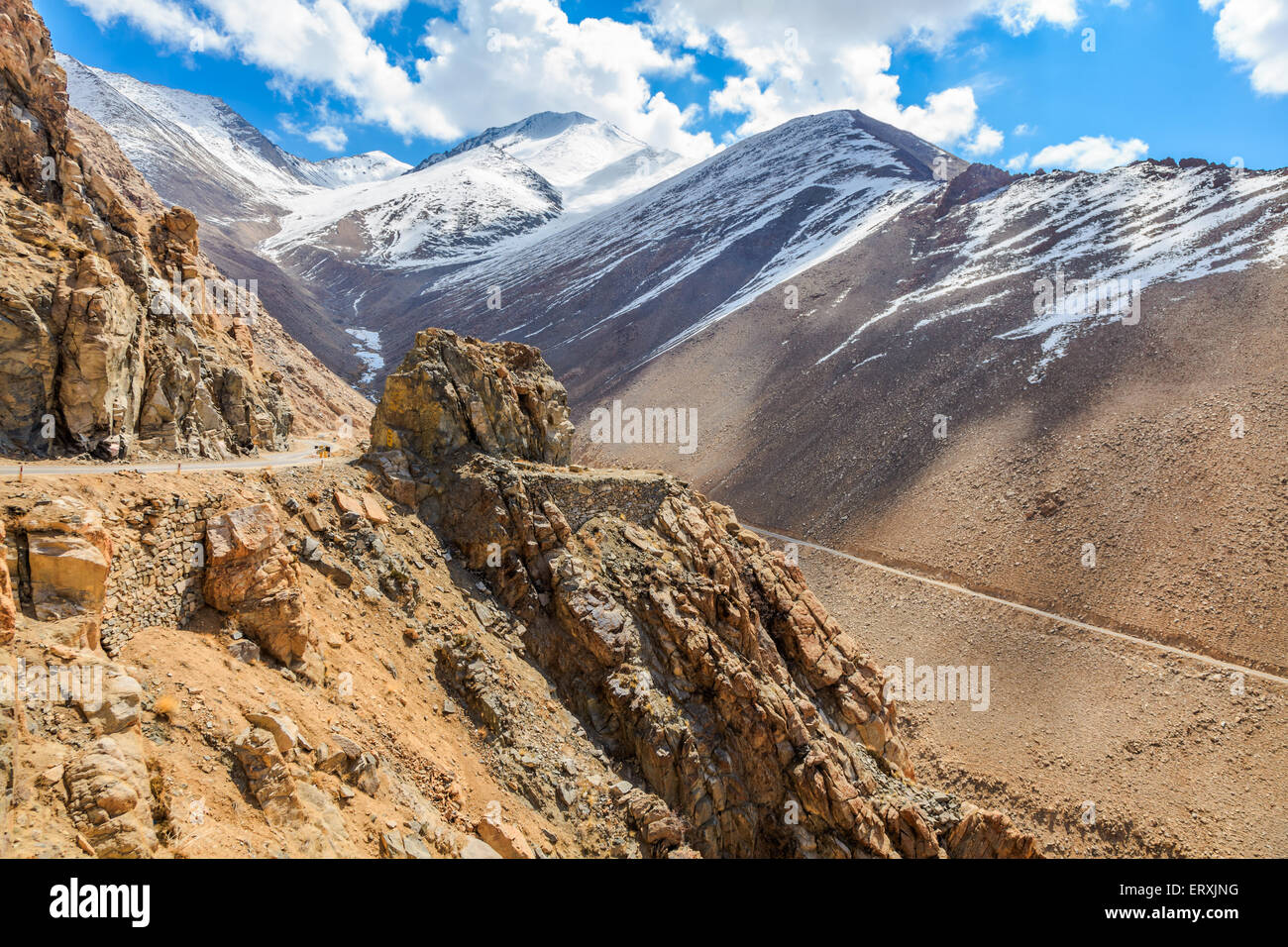Road on the mountain of Leh, Ladakh Region, India Stock Photo
