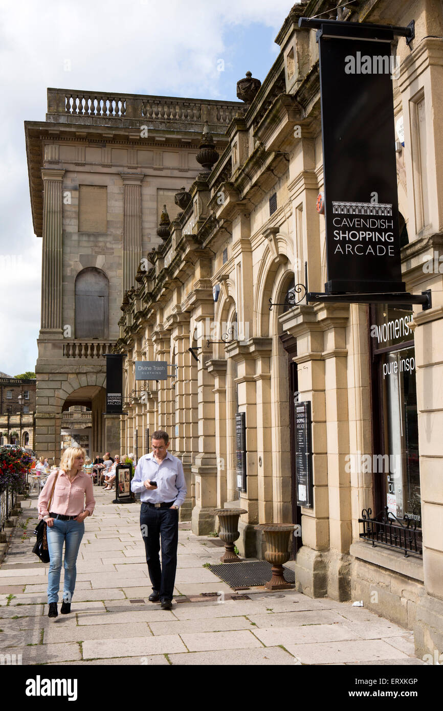 UK, England, Derbyshire, Buxton, The Crescent, Cavendish Arcade shopping centre in former baths building Stock Photo