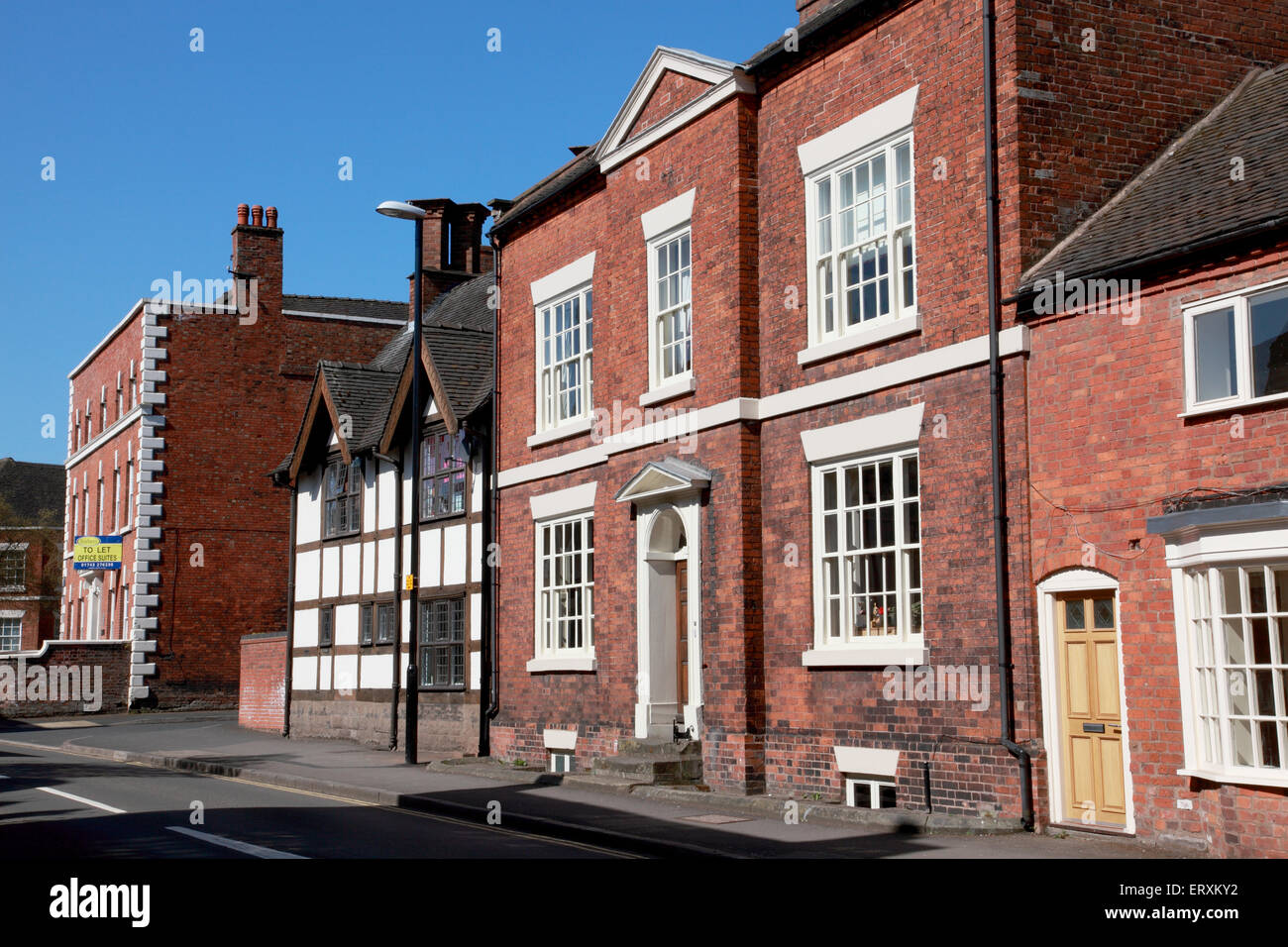 houses on Shropshire street in Market Drayton, Shropshire