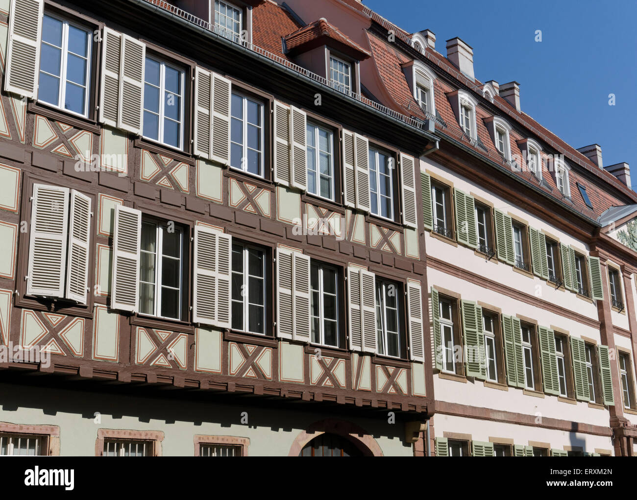 Traditional Half Timbered Houses, Colmar, Alsace, France Stock Photo
