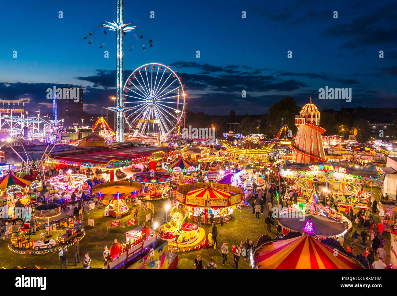 Nottingham Goose Fair an annual travelling fair with fairground amusements and rides Nottingham Nottinghamshire England UK GB Europe Stock Photo