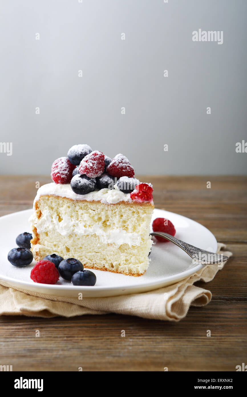 Cake with berries, tasty food Stock Photo