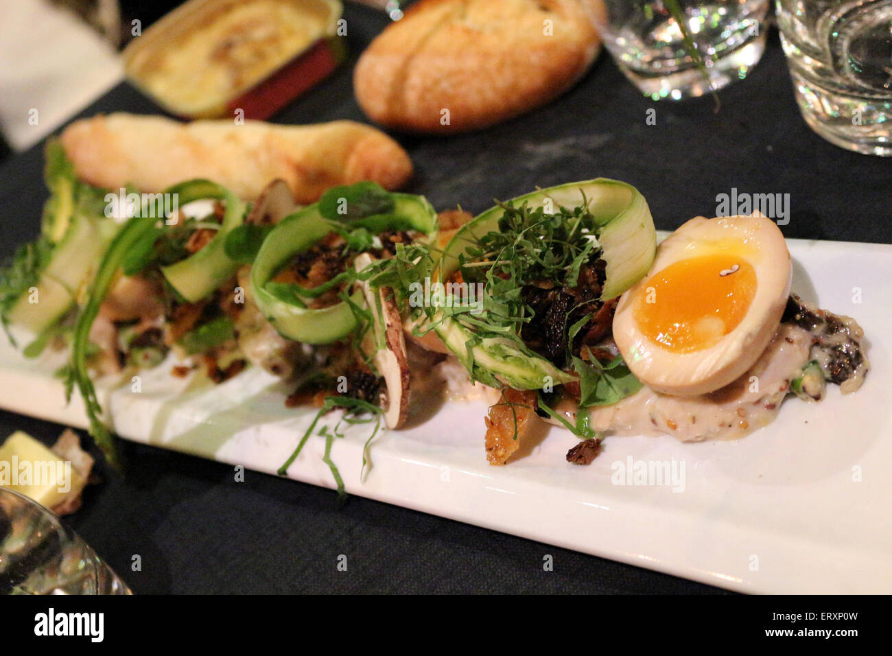 egg and asparagus salad at Bocuse d'Or gala dinner, Stockholm Stock Photo