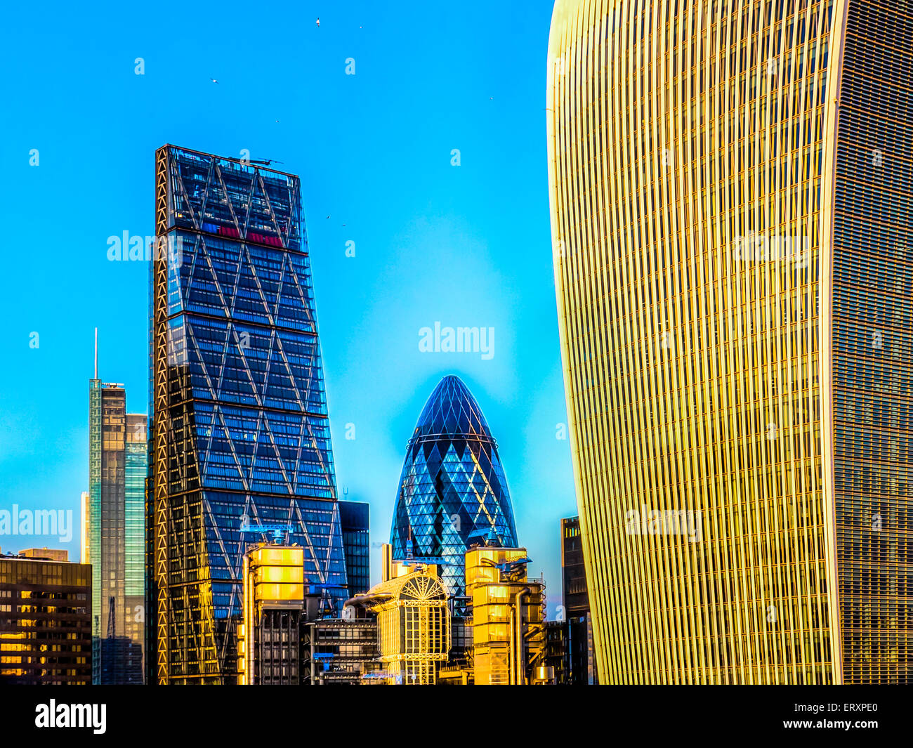 Cheesegrater, Gherkin and Walkie Talkie Buildings London Stock Photo