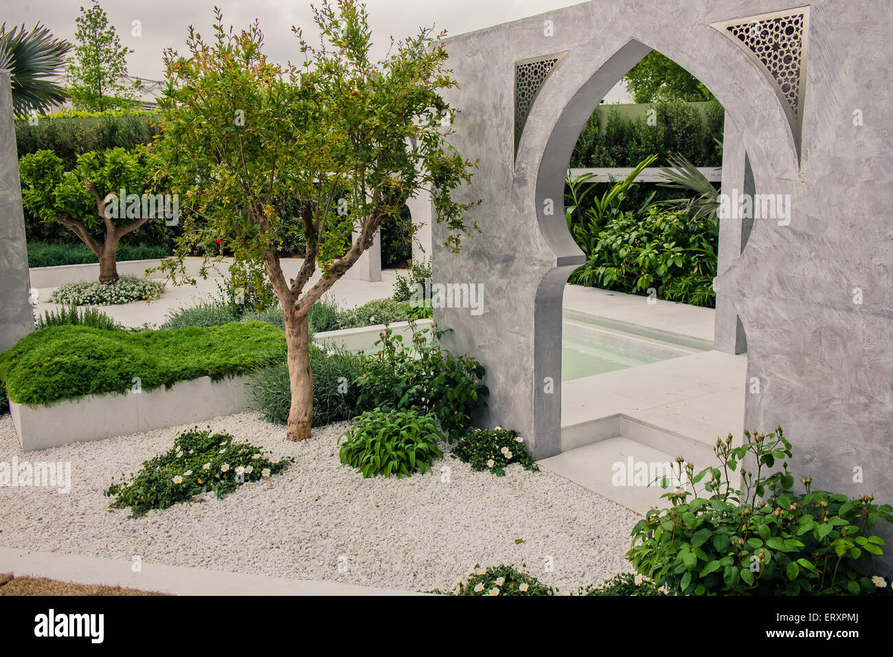 the beauty of islam garden at the chelsea flower show 2015 stock