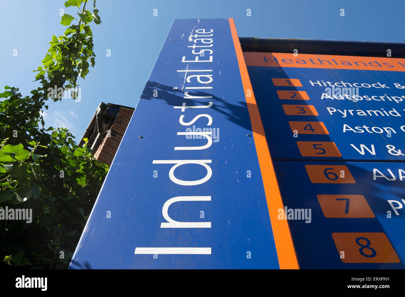 vertical industrial estate sign Stock Photo Alamy