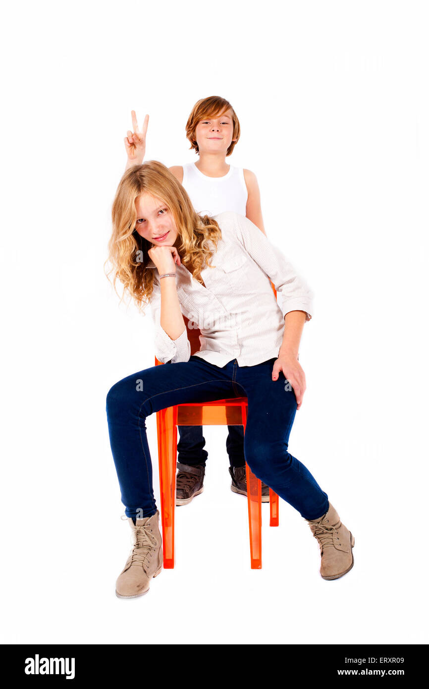 portrait of young boy and teenage girl Stock Photo - Alamy