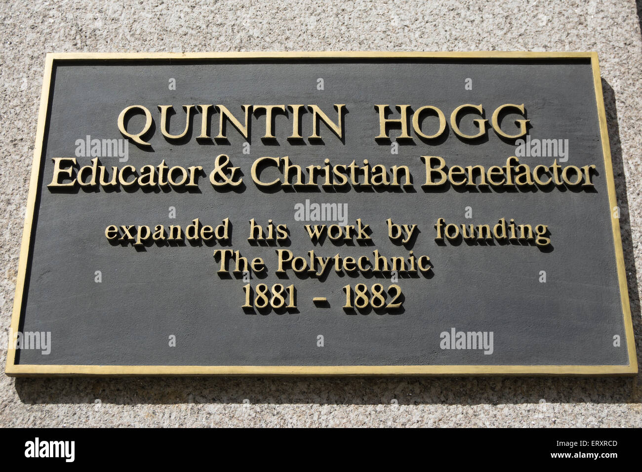 plaque commemorating educator and christian benefactor quintin hogg at