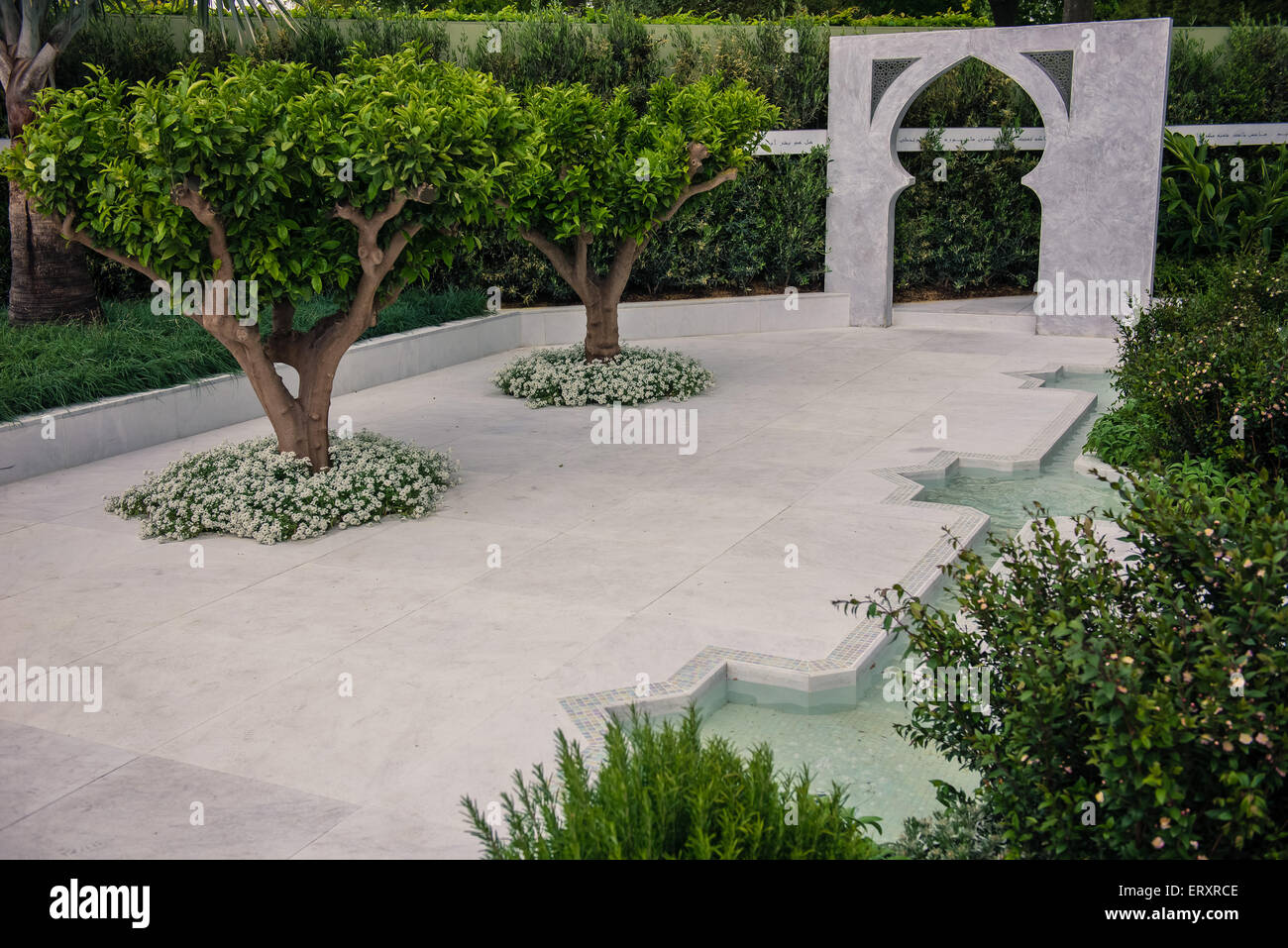 the beauty of islam garden at the chelsea flower show 2015 stock