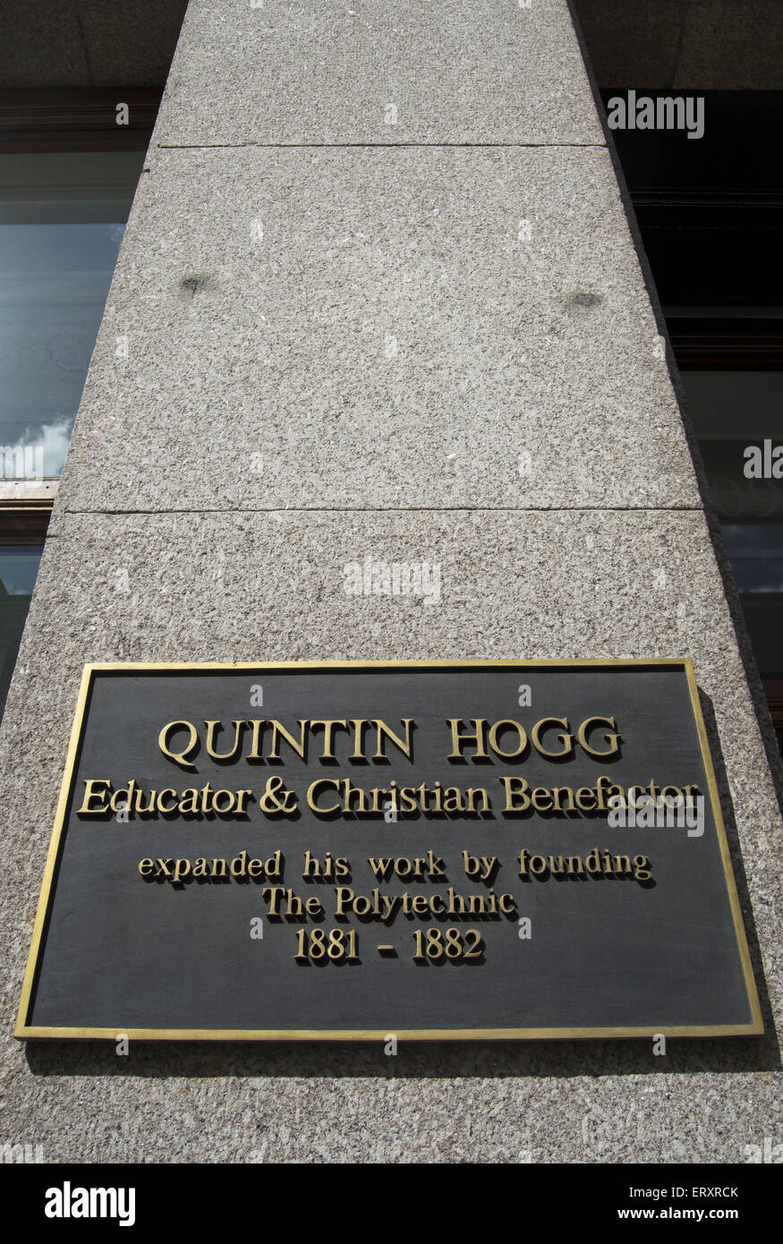plaque commemorating educator and christian benefactor quintin hogg at