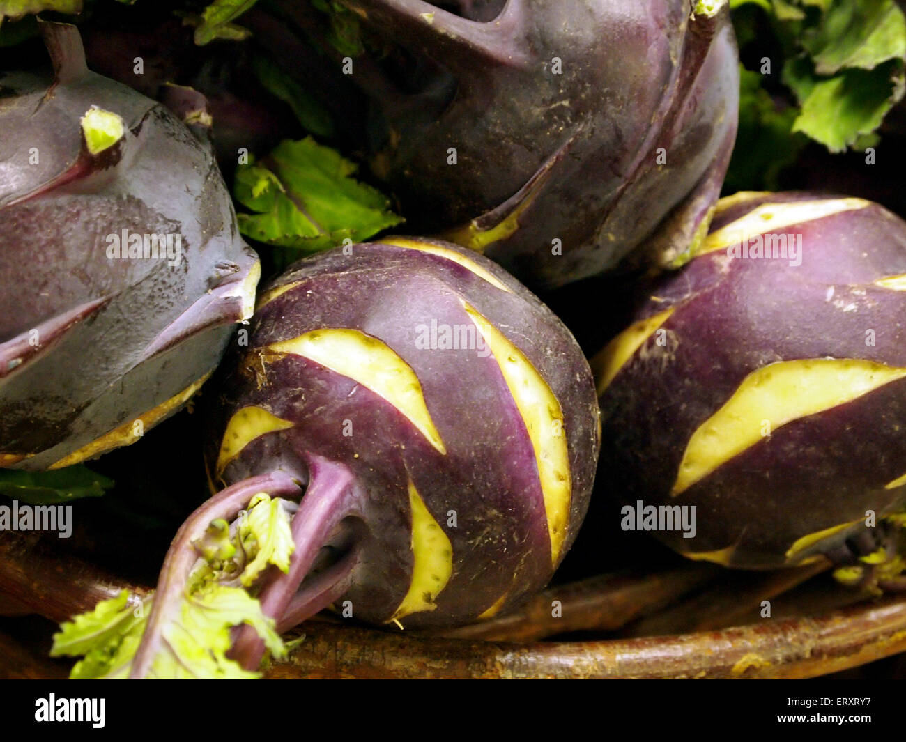 purple kohl rabi close up Stock Photo