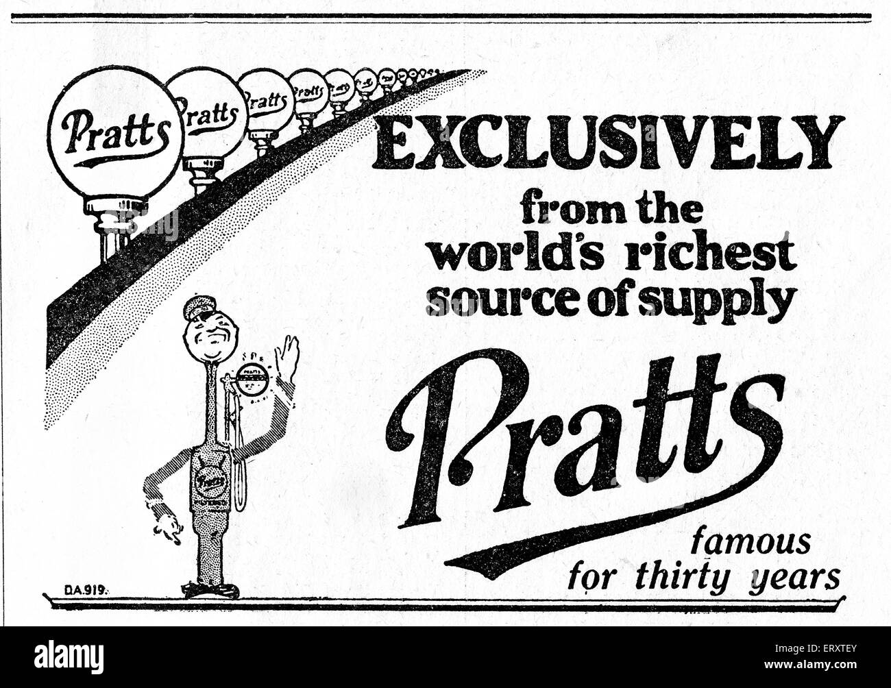 1927 newspaper advertisement for Pratts petrol Stock Photo
