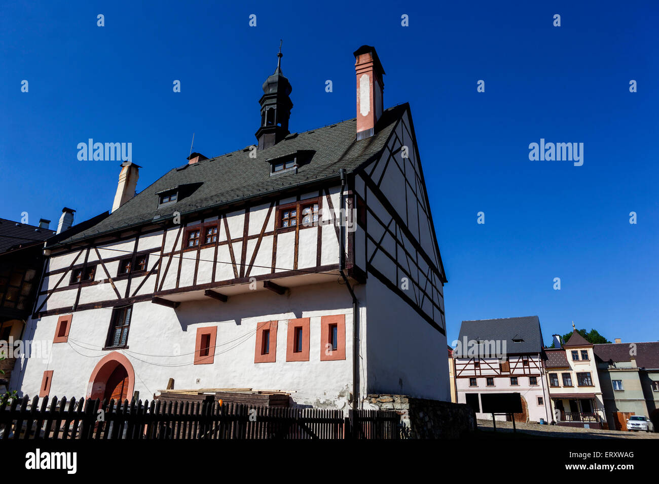 Czech Republic Utery, a small picturesque town, Plzen Region West Bohemia Town hall Stock Photo