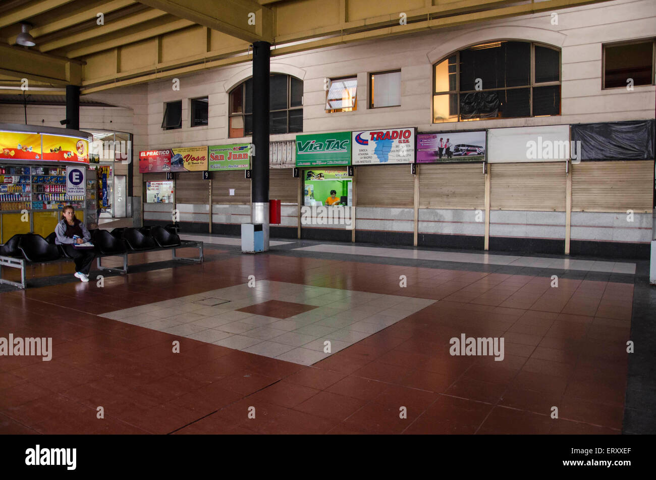 San Miguel De Tucuman, Argentina. 9th June, 2015. A bus station remains deserted during the day of national strike of transportation and several other public services, in San Miguel de Tucuman, capital of Tucuman province, northwest Argentina, on June 9, 2015. © Julio Pantoja/TELAM/Xinhua/Alamy Live News Stock Photo