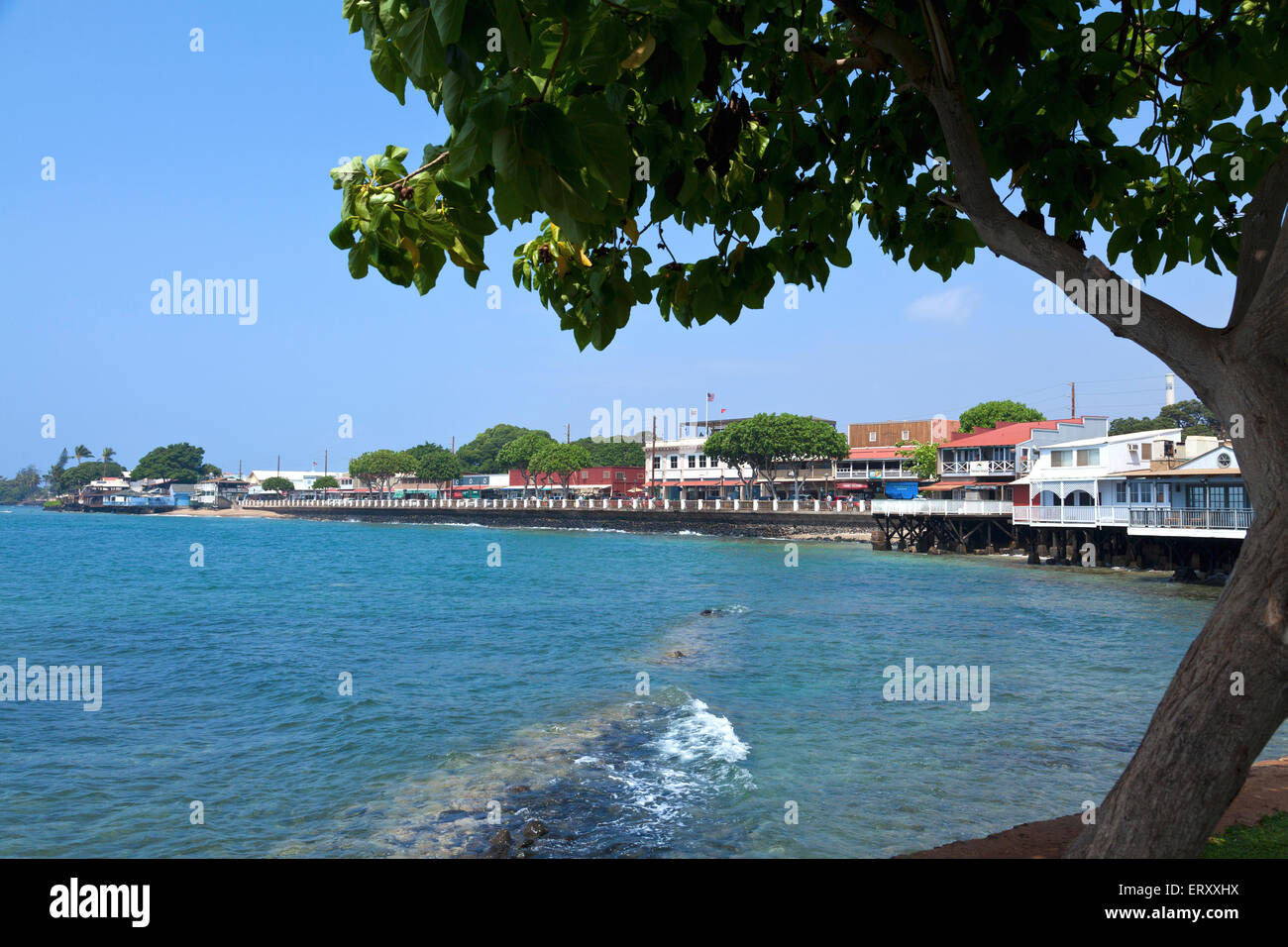 Waterfront of Lahaina., the largest town on the island of Maui, Hawaii. Stock Photo