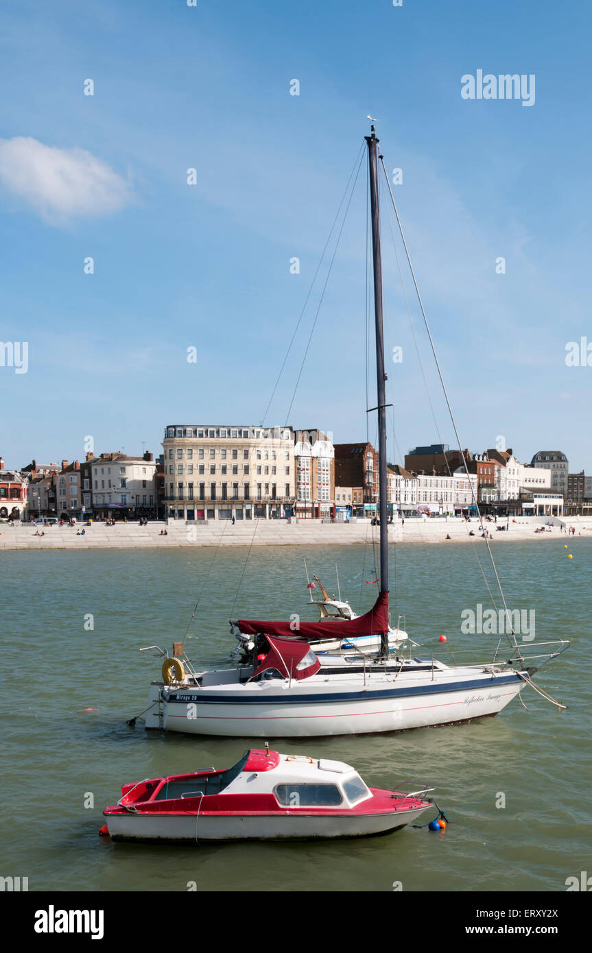 A view across Margate harbour towards the old town. Stock Photo