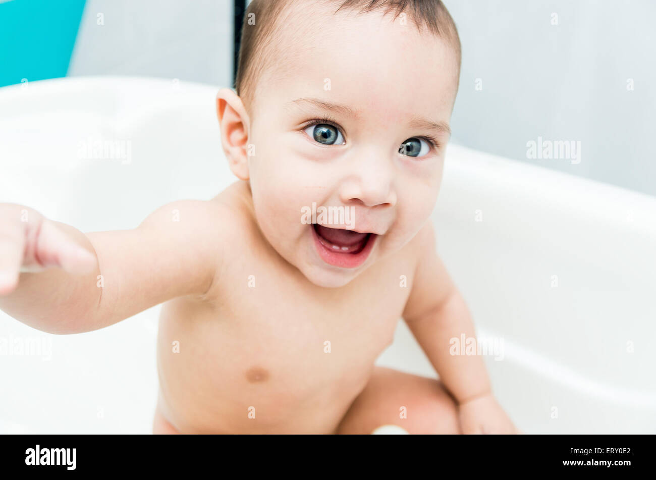Cute baby boy in the bathtub Stock Photo Alamy