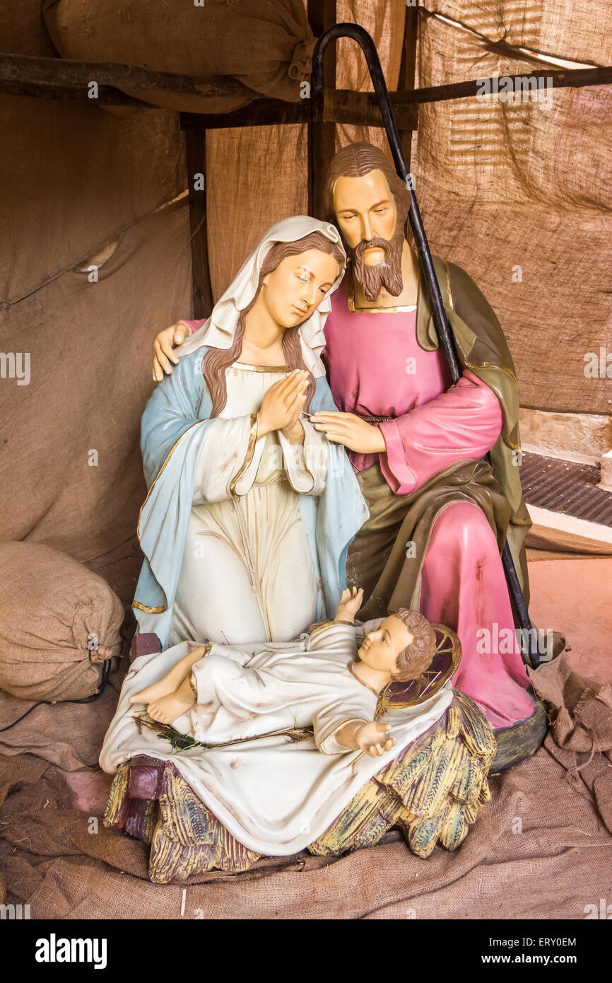 Nativity of Jesus statues from Malta, Christamas. Stock Photo