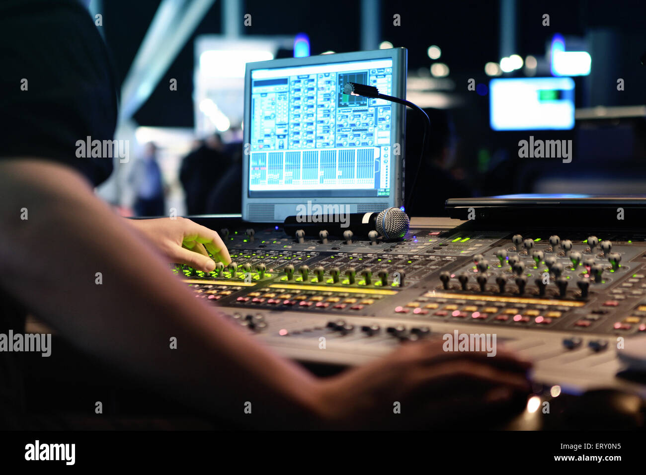 Anonymous Sound Engineer Operating Professional sound mixer at