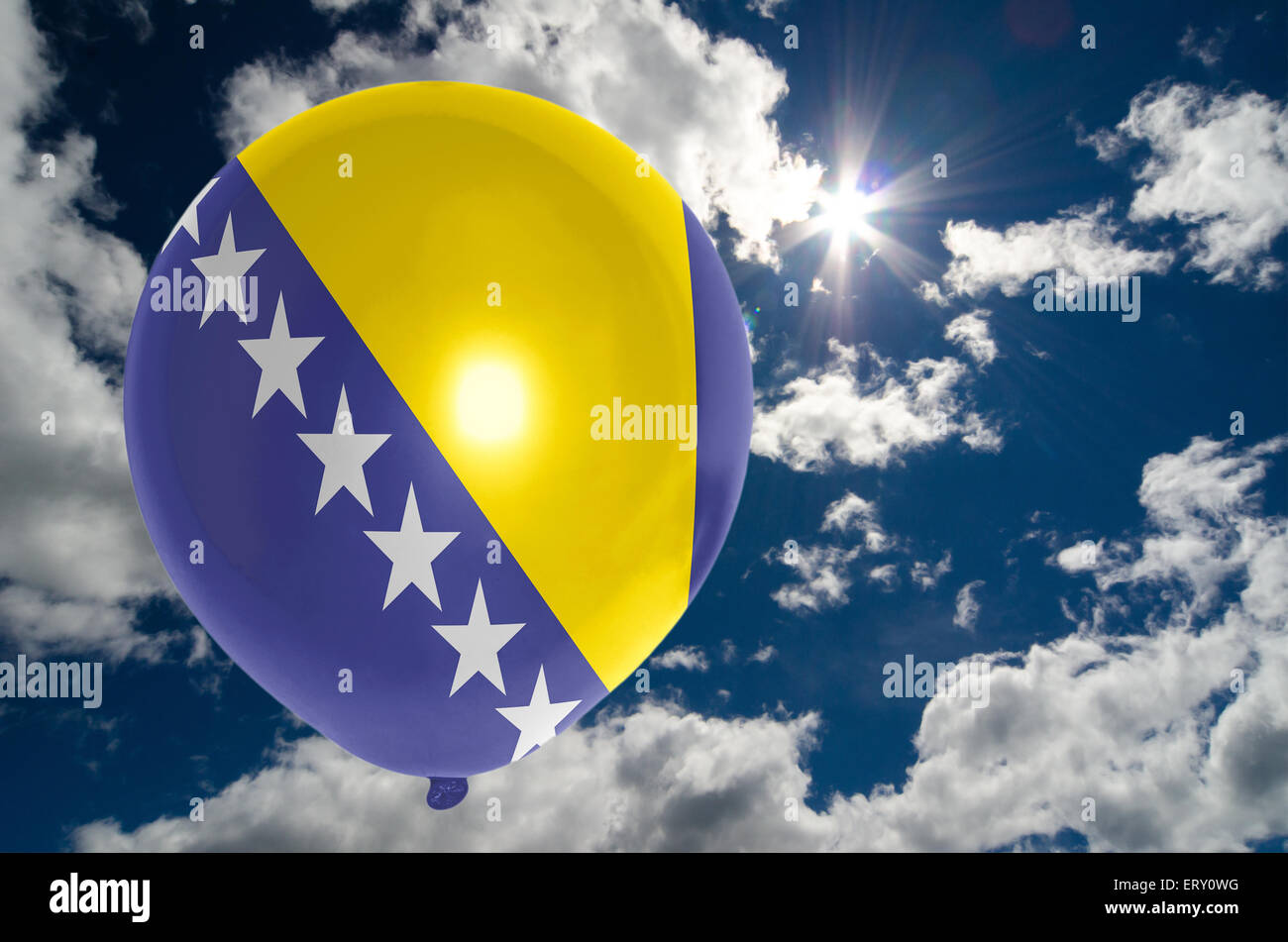 balloon in colors of bosnia herzegovina flag flying on blue sky Stock ...