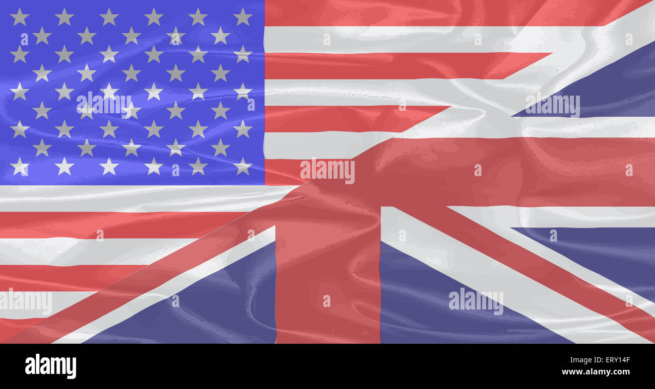 A union of the Stars and Stripes and the Union Jack on silk Stock Photo