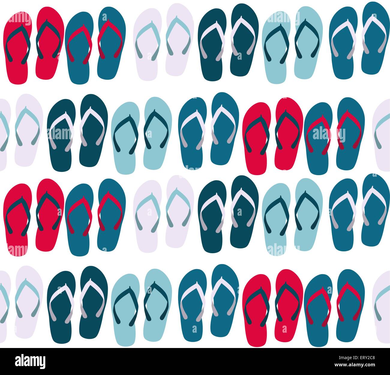 Beach Seamless Background with Flip Flops Vector Illustration Stock