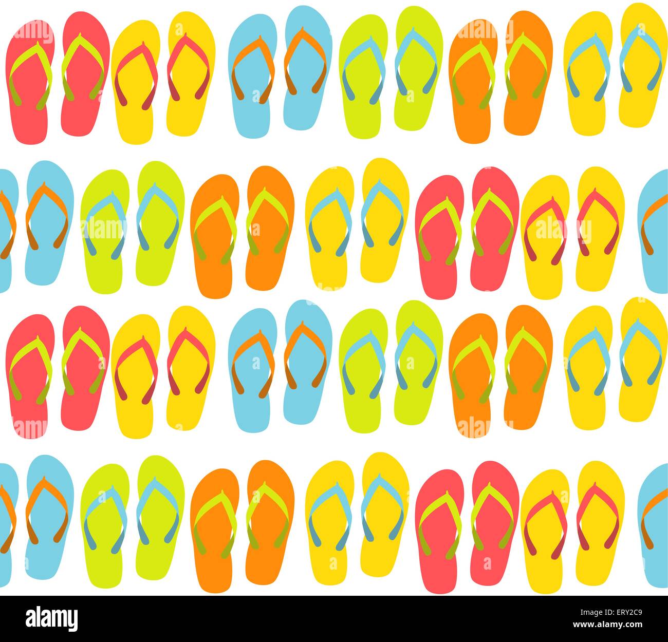 Beach Seamless Background with Flip Flops Vector Illustration Stock