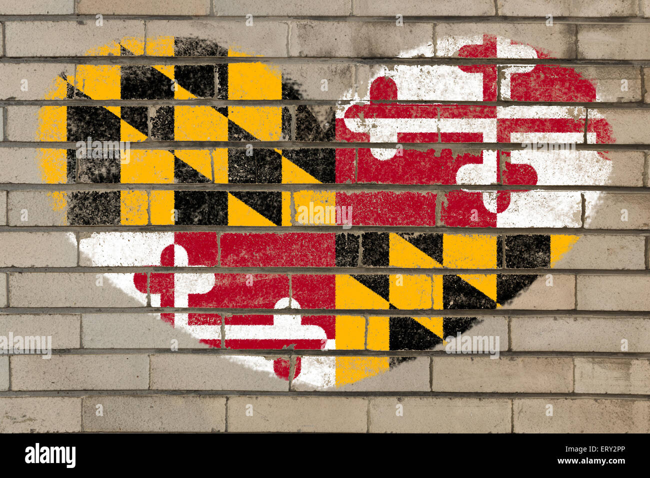 heart shaped flag in colors of maryland on brick wall Stock Photo - Alamy