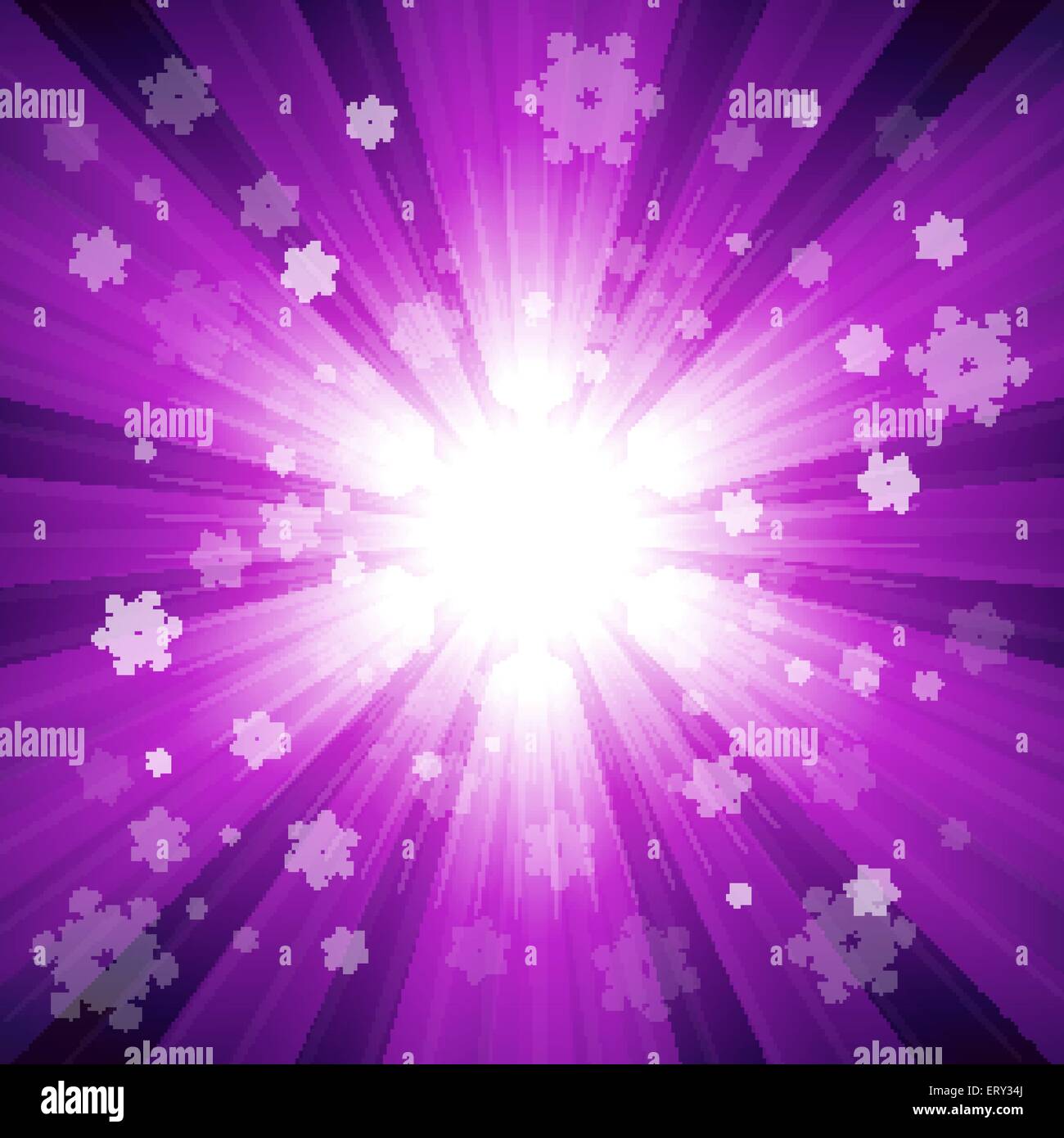 Purple color burst of light with snowflakes. RGB EPS 10 vector Stock Vector