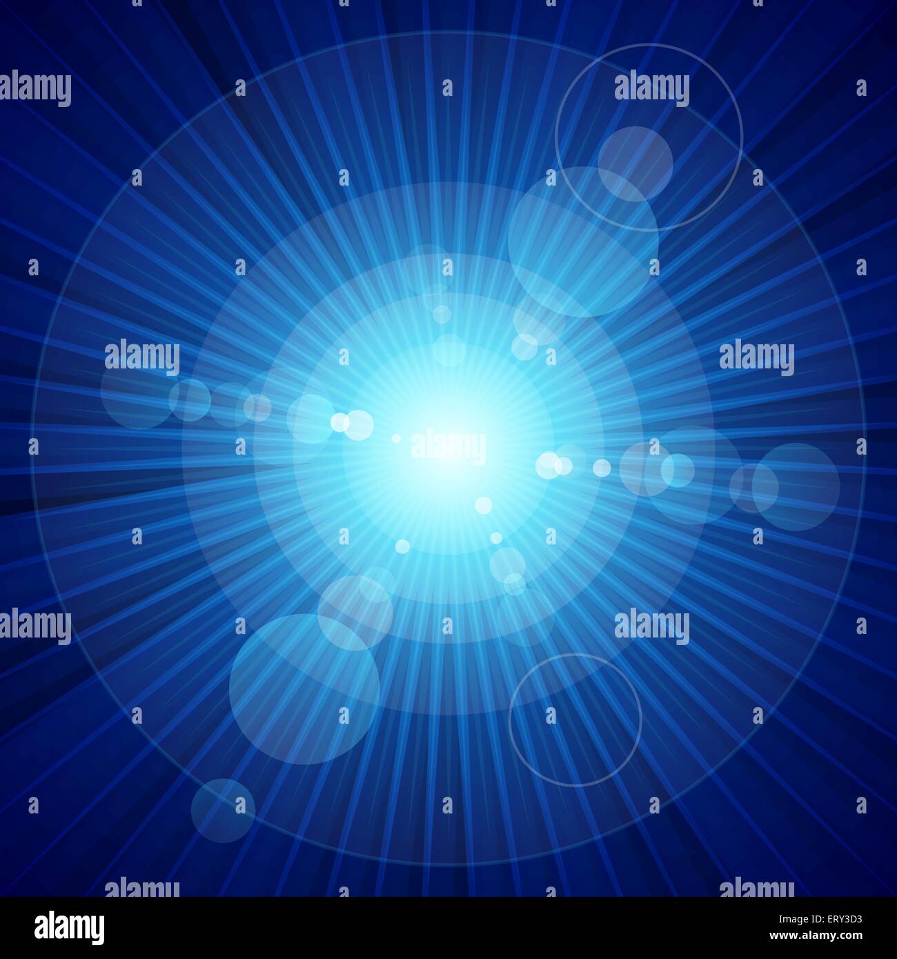Blue color burst of light and lens flare. RGB EPS 10 vector Stock Vector
